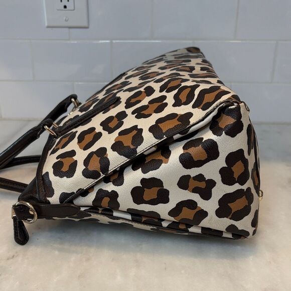 Coach Bag Purse Handbag Leather Morgan Ocelot Leopard Print Convertible Satchel - Picture 11 of 17